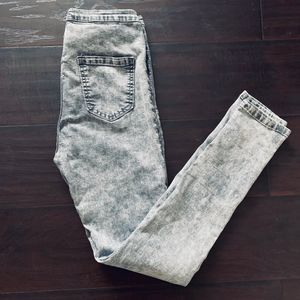 Classic Fashion Vintage 80s Grey Acid Washed High Rise Jeggings/Leggings Size L